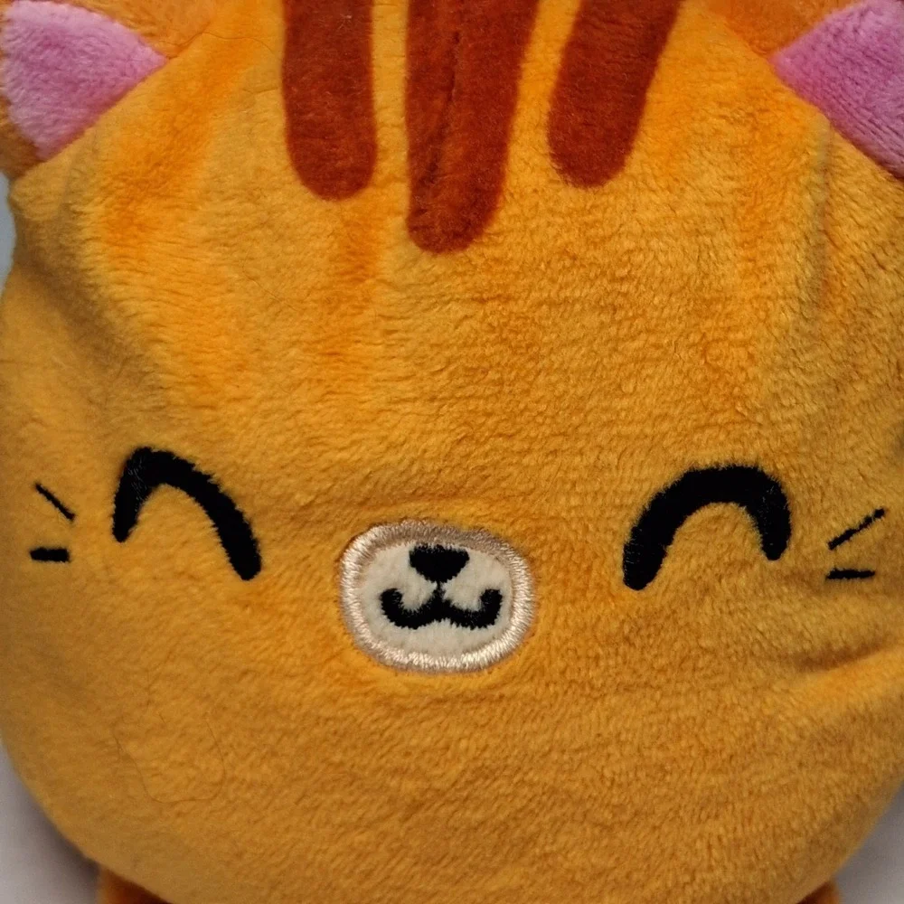 TeeTurtle Original Reversible Cat Plush - Orange Tabby - Happy & Angry